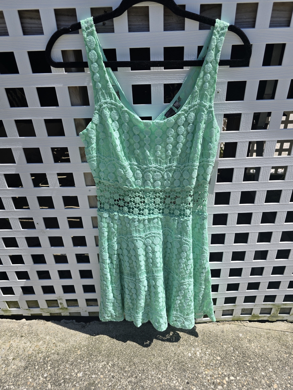 Mint Green Crochet Lace Fit & Flare Dress - Sz. 11 - Picture 1 of 4